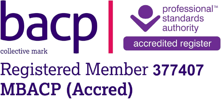 The official logo for BACP Accredited Membership, a professional standard for psychotherapists in the UK.